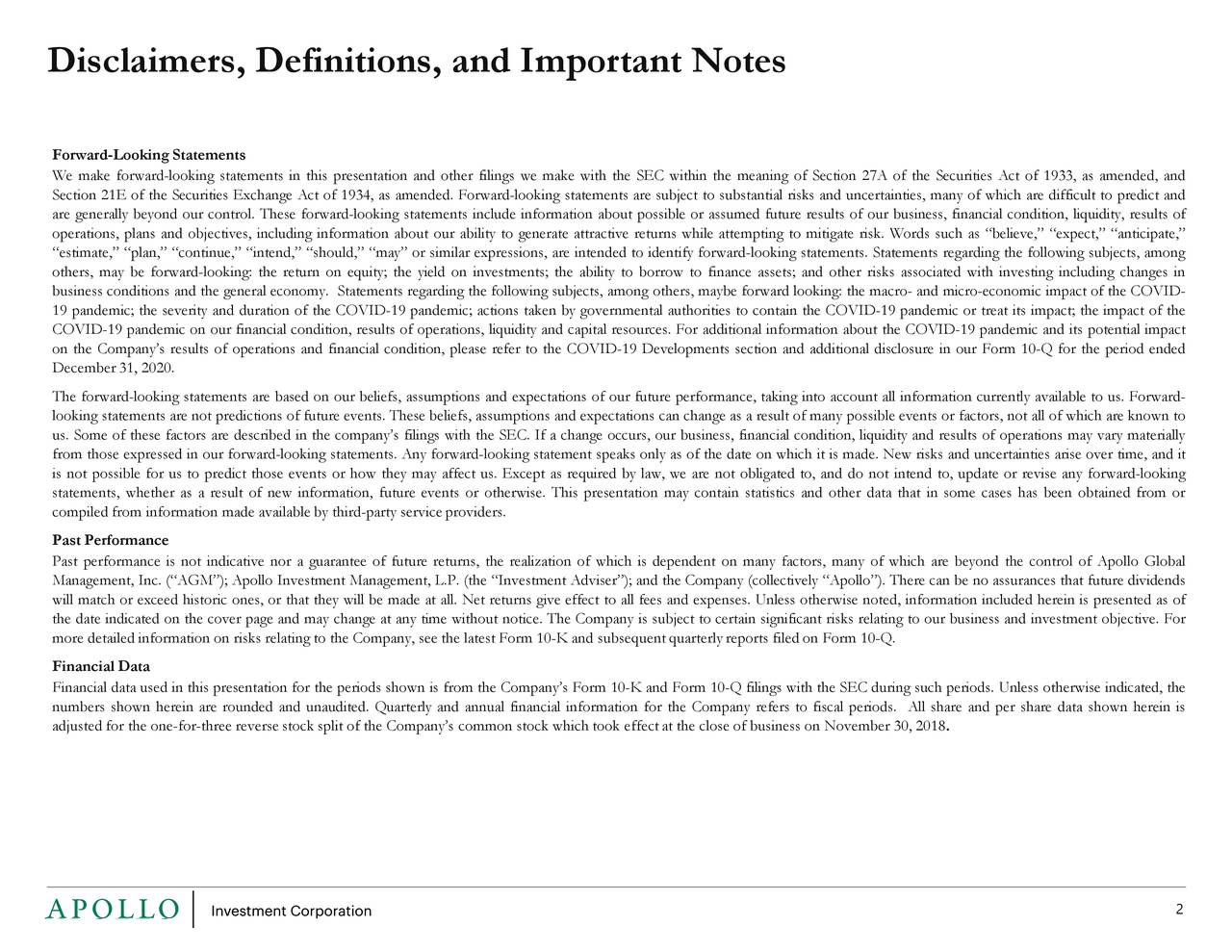 Apollo Investment (AINV) Investor Presentation Slideshow (NASDAQMFIC