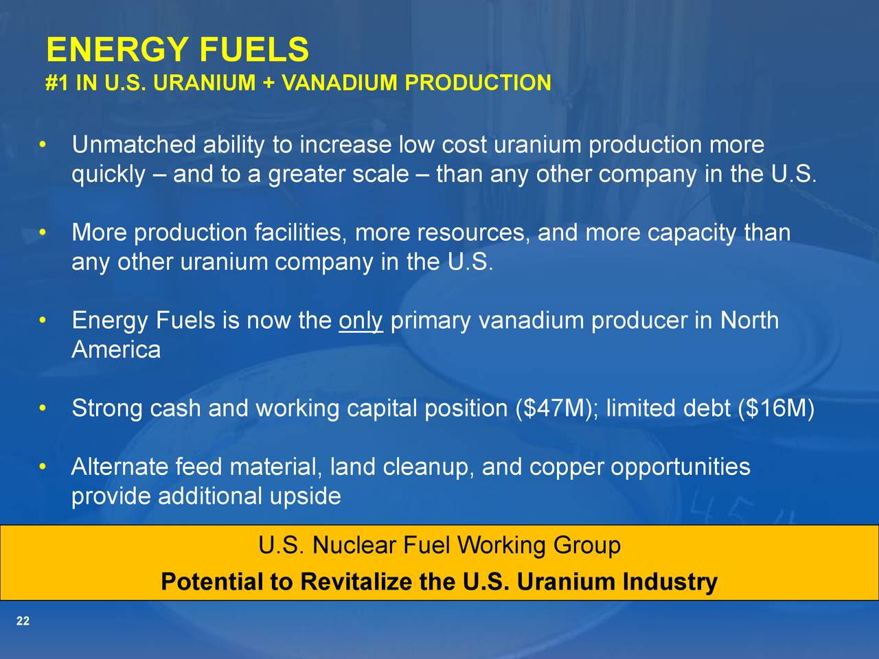 Energy Fuels (UUUU) Investor Presentation Slideshow Energy Fuels Inc. (NYSEMKTUUUU