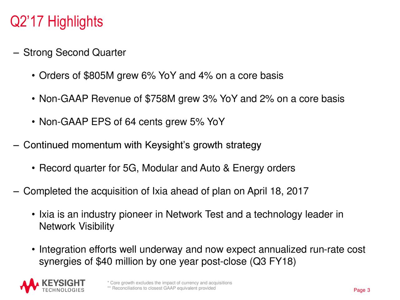 Keysight Technologies Inc. 2017 Q2 Results Earnings Call Slides (NYSEKEYS) Seeking Alpha