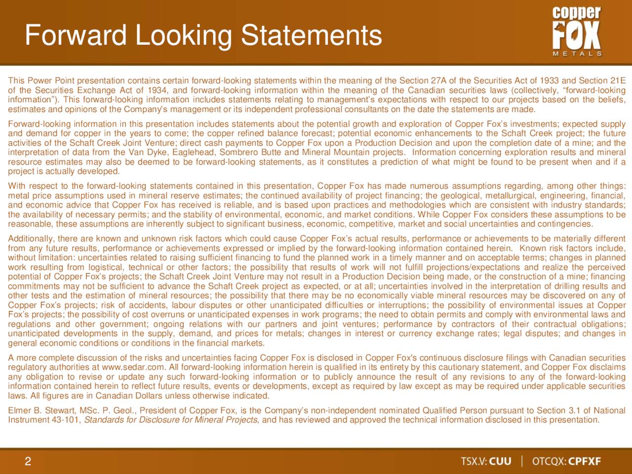 Copper Fox Metals (CPFXF) Investor Presentation Slideshow (OTCMKTS