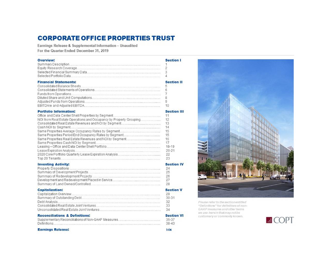 Corporate Office Properties Trust 2019 Q4 Results Earnings Call