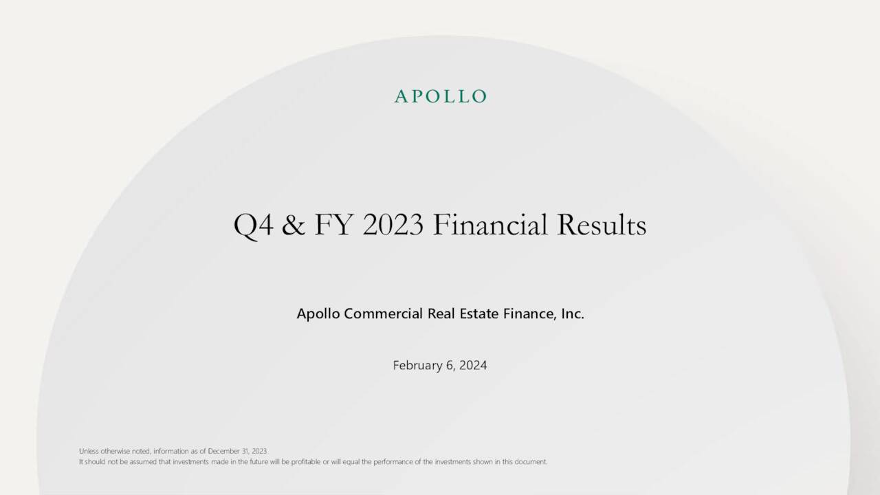 Apollo Commercial Real Estate Finance, Inc. 2023 Q4 Results