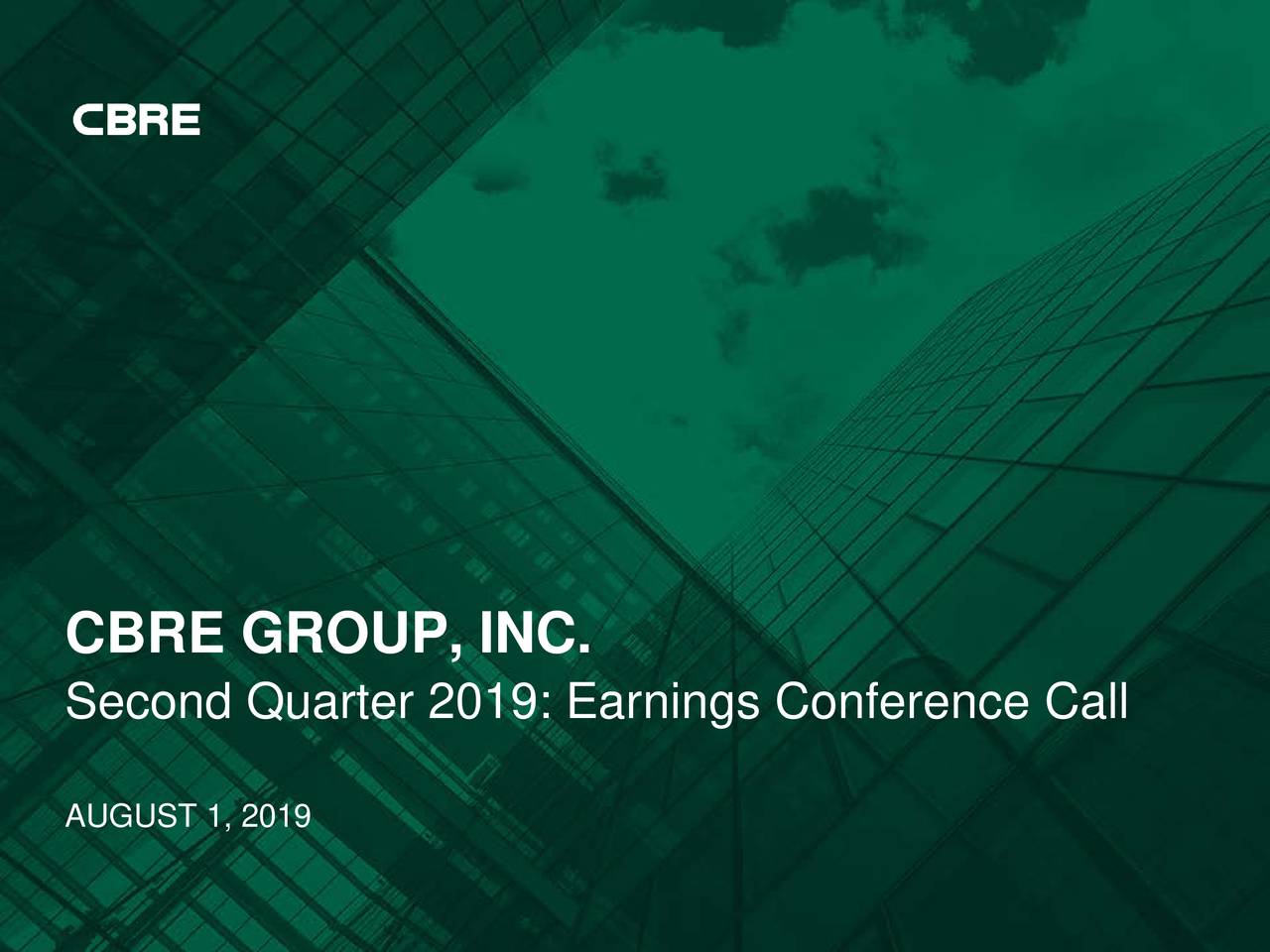 CBRE Group, Inc. 2019 Q2 Results Earnings Call Slides (NYSECBRE