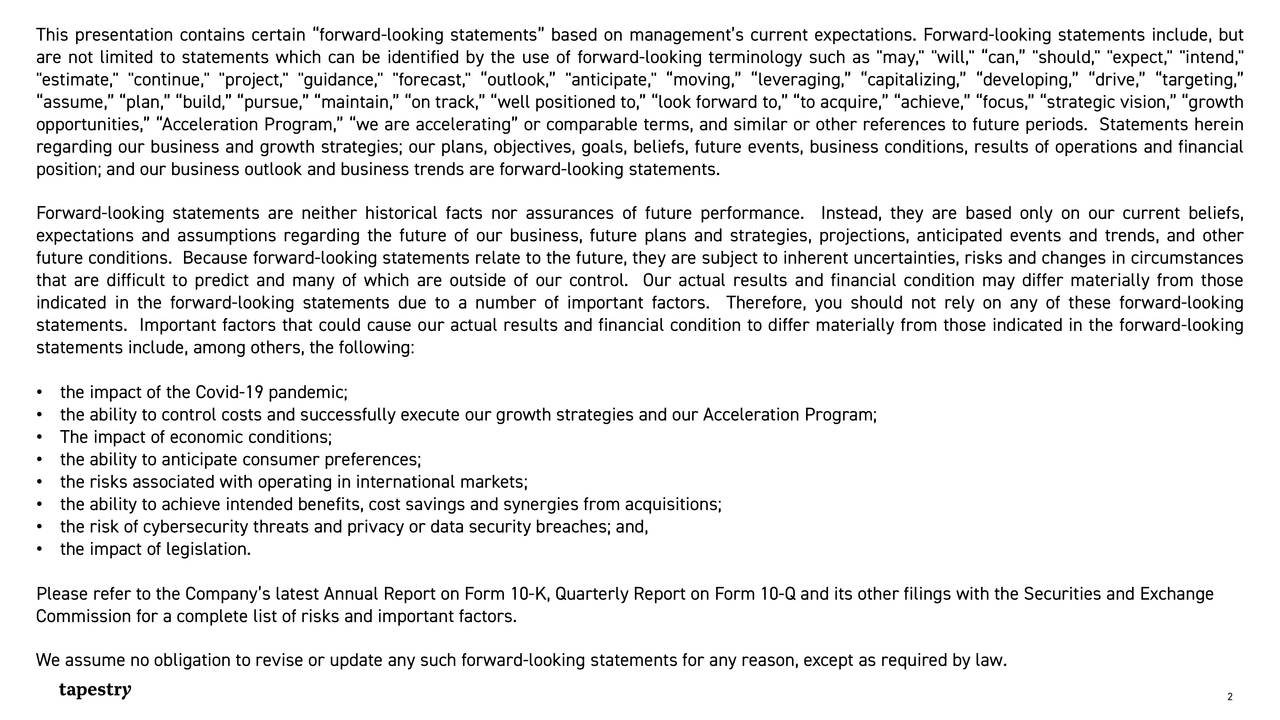 Tapestry, Inc. 2020 Q4 Results Earnings Call Presentation (NYSETPR