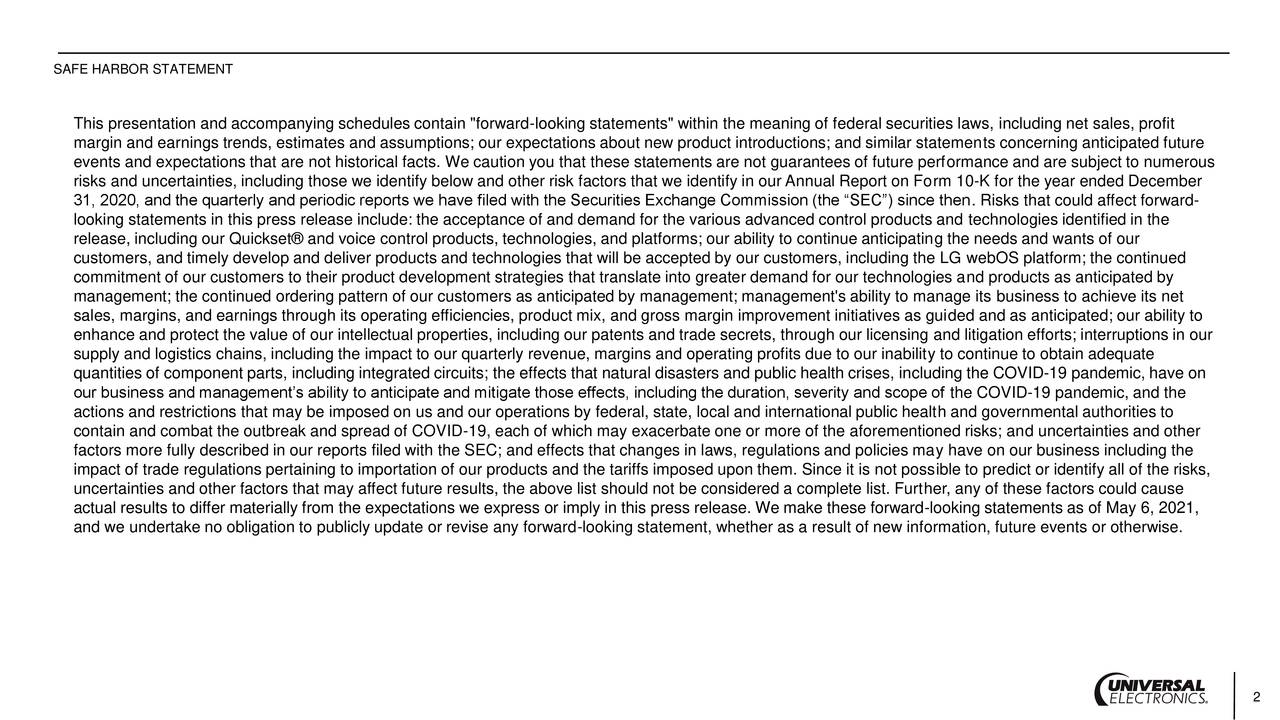 Universal Electronics (UEIC) Presents At 16th Annual Needham Virtual