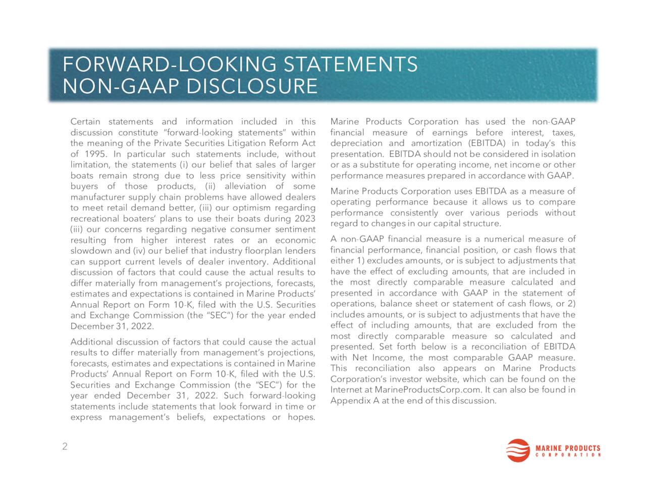Marine Products Corporation 2023 Q2 Results Earnings Call