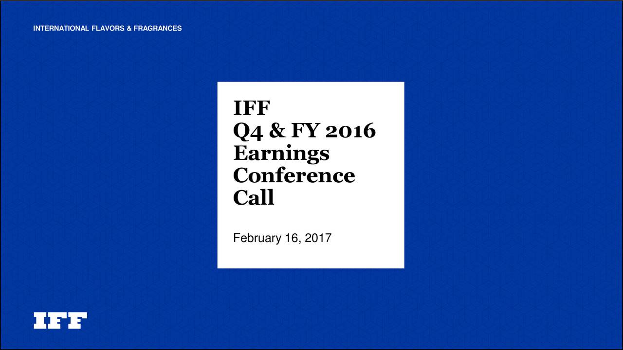 International Flavors & Fragrances Inc. 2016 Q4 Results Earnings