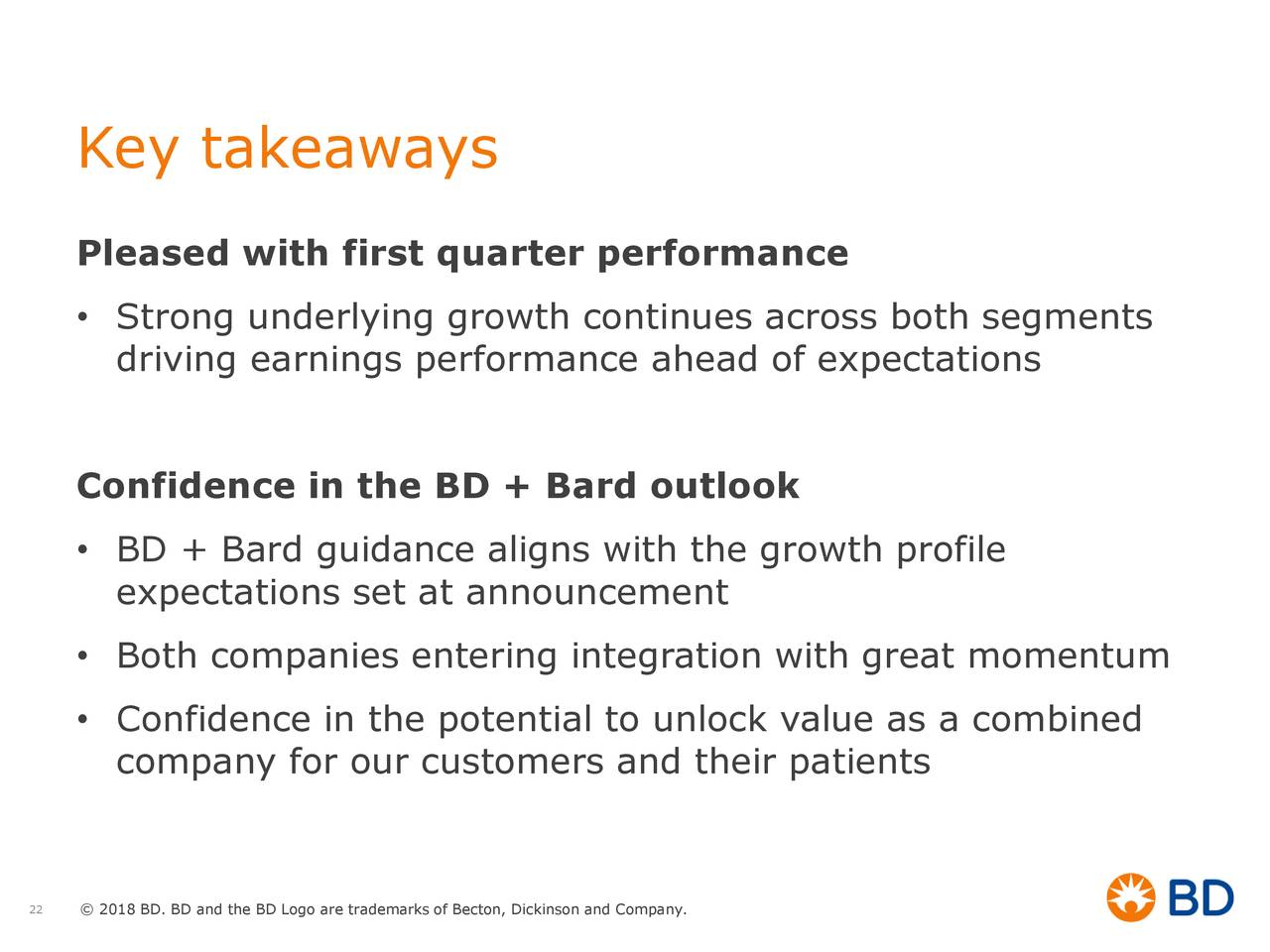 Becton, Dickinson and Company 2018 Q1 Results Earnings Call Slides (NYSEBDX) Seeking Alpha