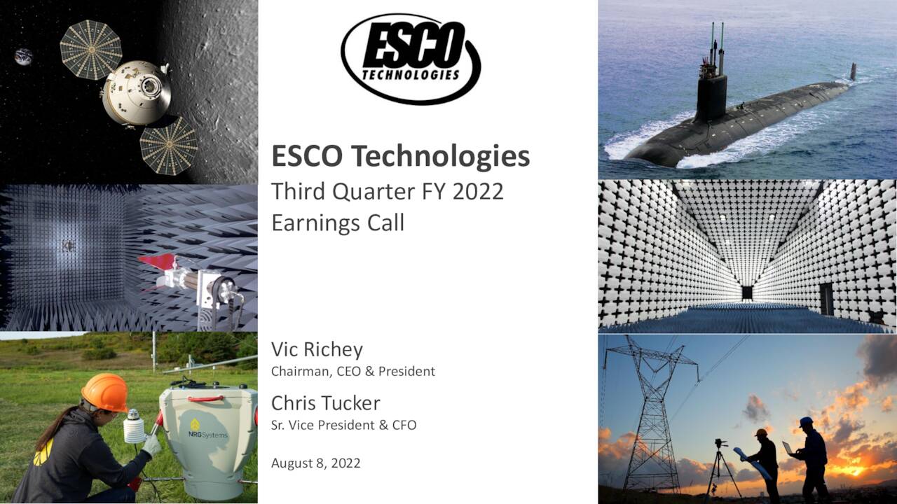 ESCO Technologies Inc. 2022 Q3 Results Earnings Call Presentation