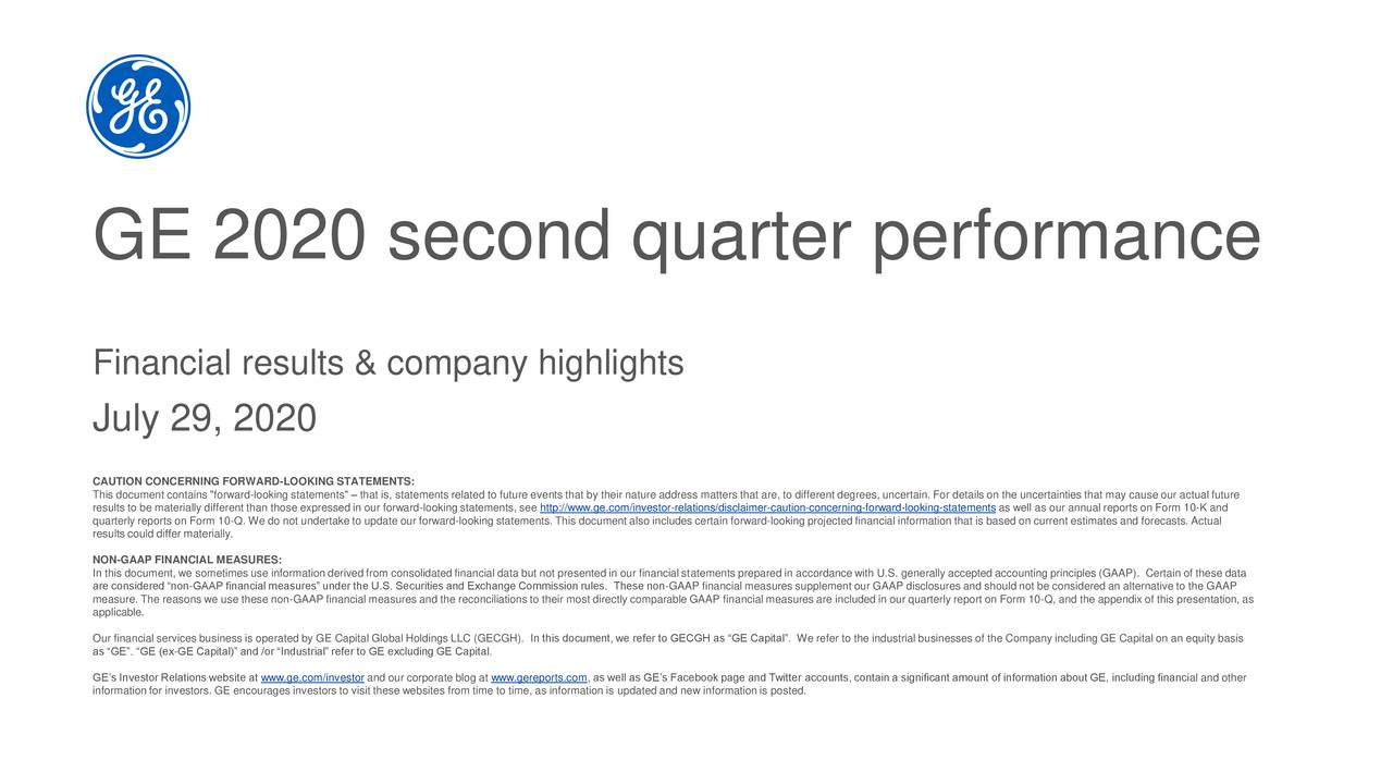 General Electric Company 2020 Q2 Results Earnings Call Presentation