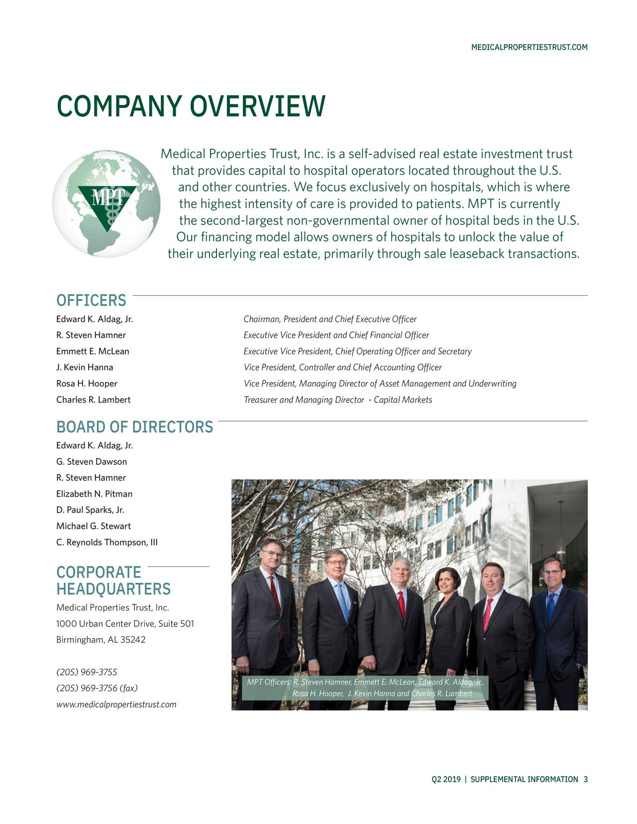 Medical Properties Trust, Inc. 2019 Q2 Results Earnings Call Slides