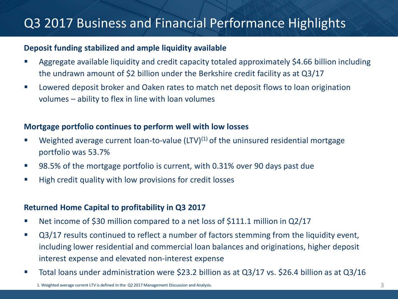 Home Capital Group Inc. 2017 Q3 Results Earnings Call Slides