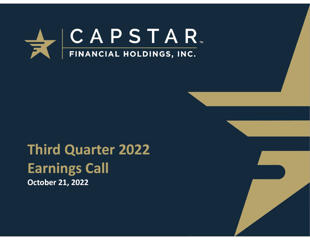 CapStar Financial Holdings, Inc. 2022 Q3 Results Earnings Call