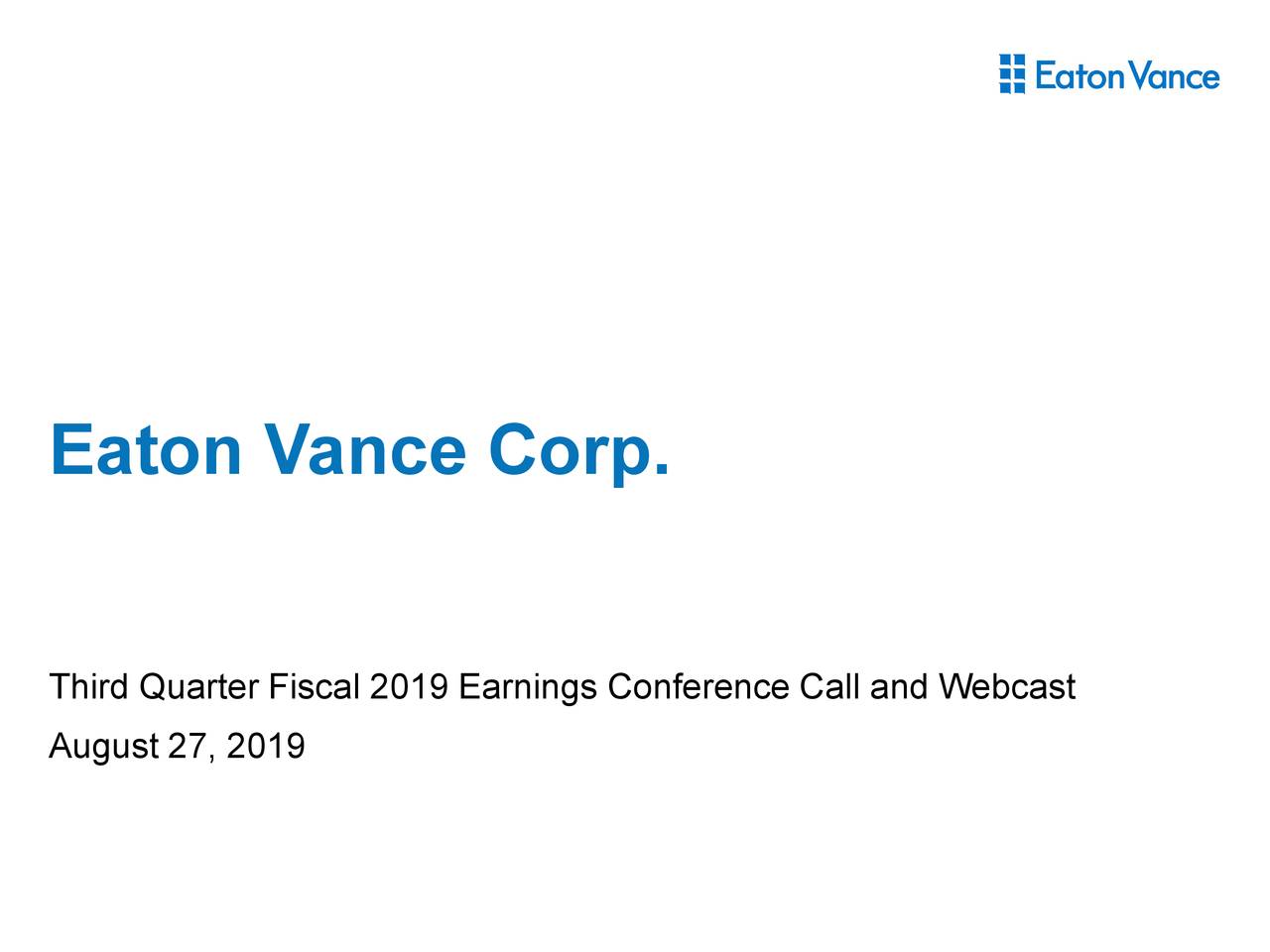 Eaton Vance Corp. 2019 Q3 Results Earnings Call Slides (NYSEMS
