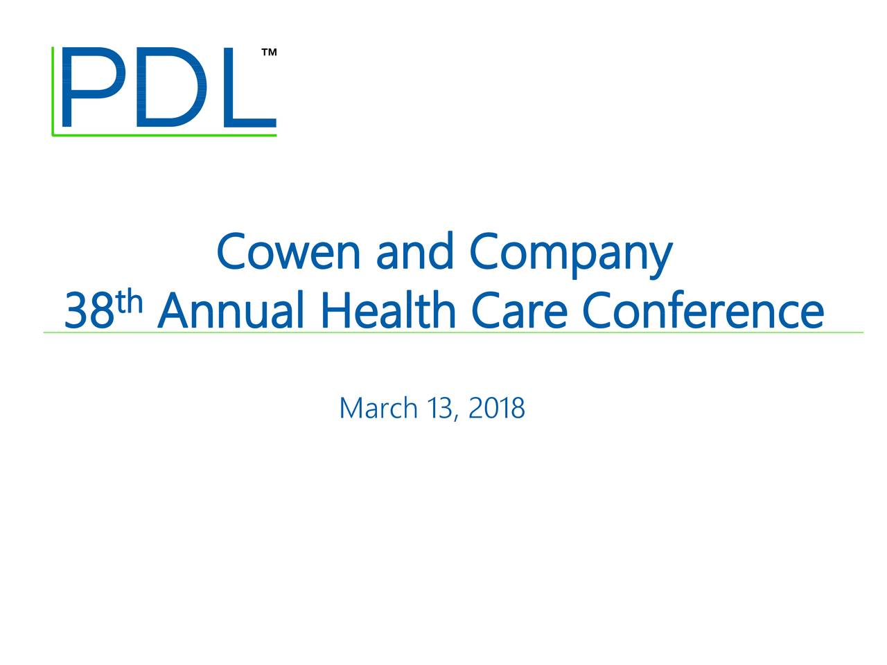 PDL BioPharma (PDLI) Presents At 38th Annual Cowen And Company