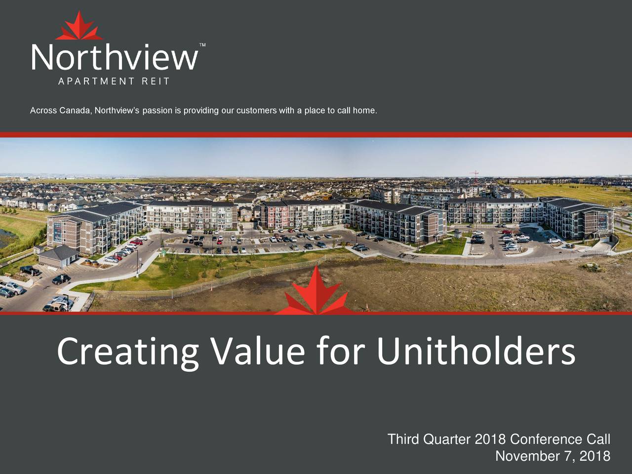 NORTHVIEW APT REAL ESTATE INVT TR 2018 Q3 Results Earnings Call