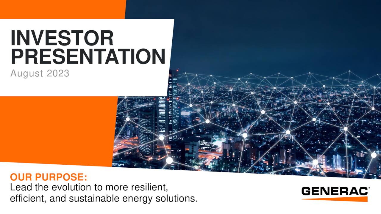 Generac Holdings Inc. 2023 Q2 Results Earnings Call Presentation