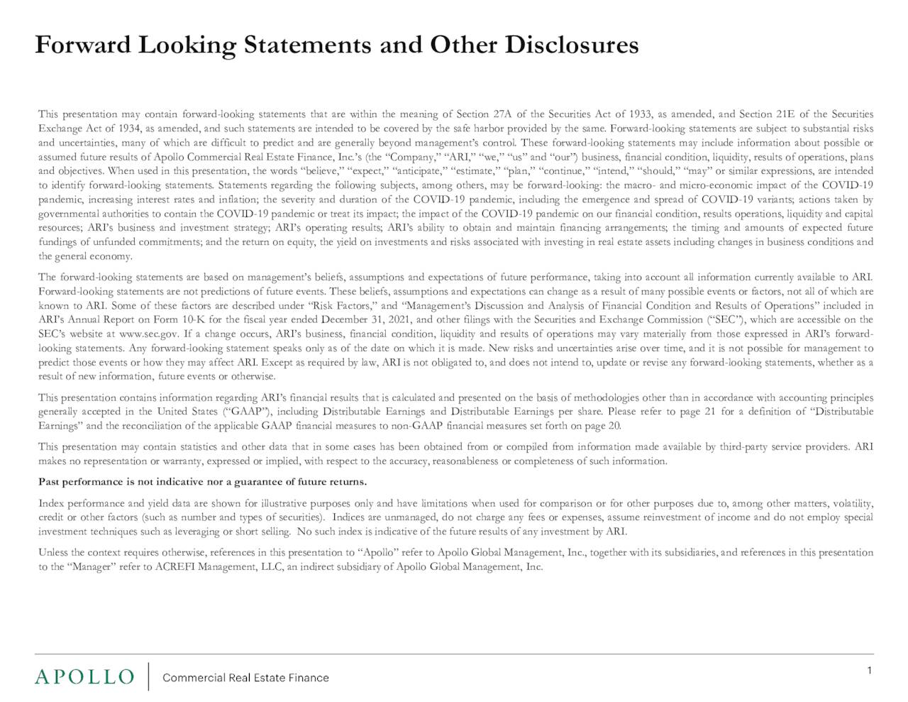 Apollo Commercial Real Estate Finance, Inc. 2022 Q3 Results