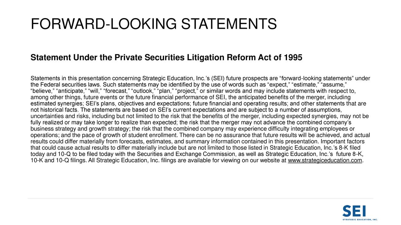 Strategic Education, Inc. 2018 Q3 Results Earnings Call Slides