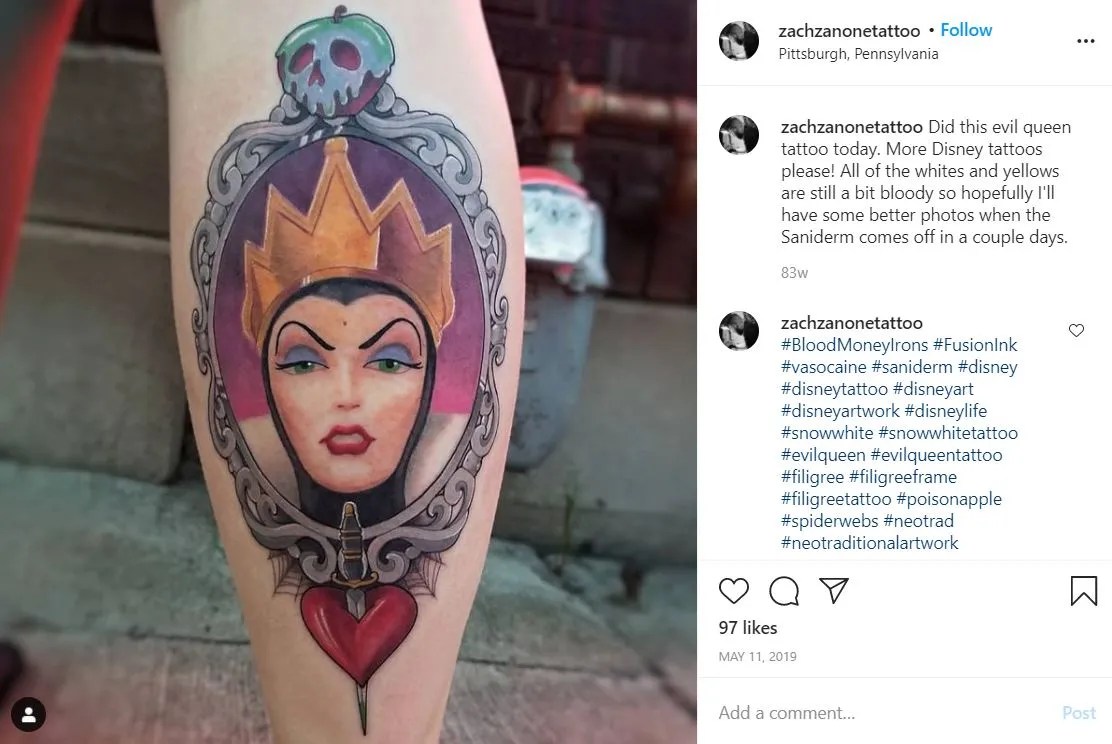 Disney's Snow White: 10 Evil Queen Tattoos That Prove She Was The Fairest Of Them All 495_x_740_jpg