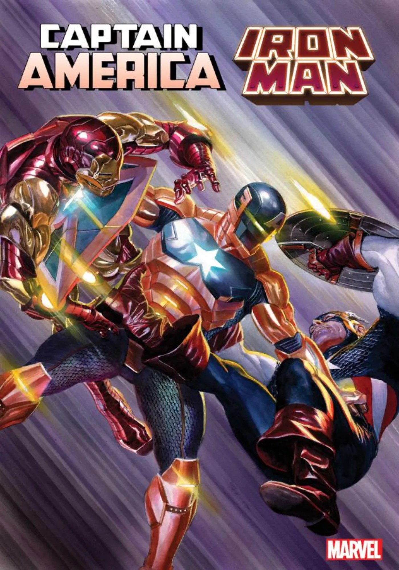 Cover photo of 2022&rsquo;s Captain America/Iron Man #4 issue designed by Alex Ross