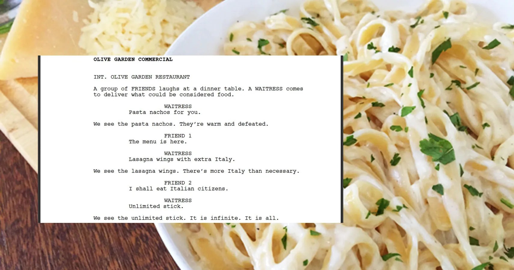 "There's More Italy Than Necessary" In This BotWritten Olive Garden