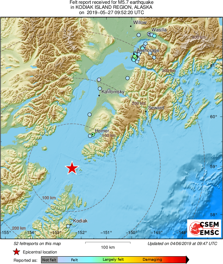 20190527 Mw 5.7 KODIAK ISLAND REGION, ALASKA