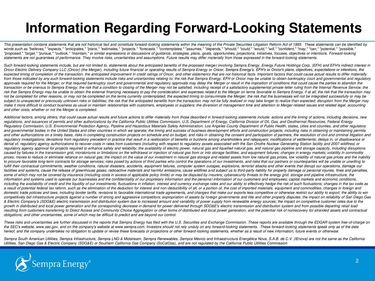 Sempra Energy (SRE) Presents on Oncor Update Slideshow Sempra