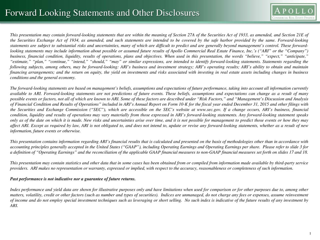 Apollo Commercial Real Estate Finance, Inc. 2016 Q4 Results