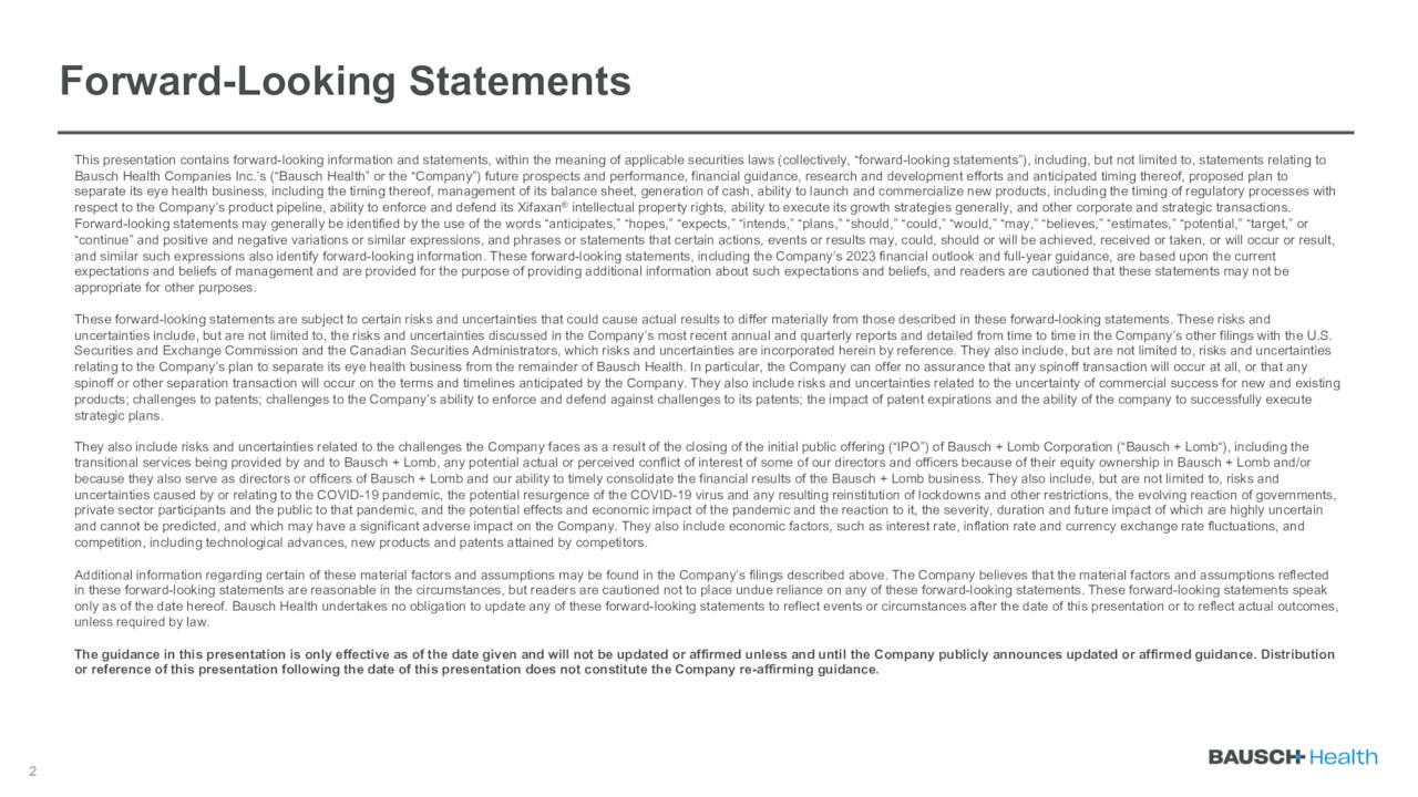 Bausch Health Companies Inc. 2023 Q3 Results Earnings Call