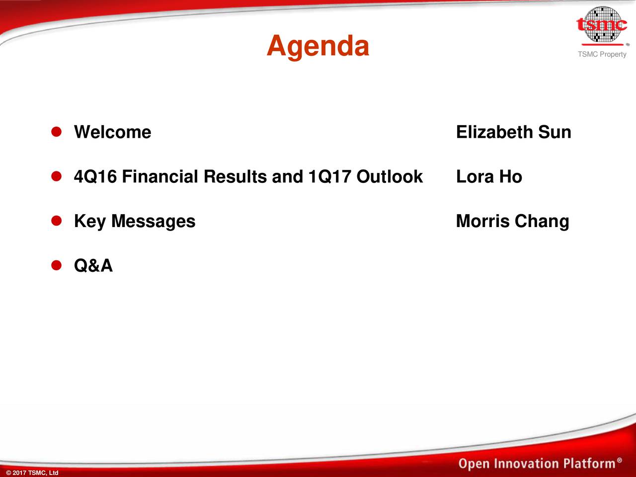 Taiwan Semiconductor Manufacturing Company Ltd. 2016 Q4 Results