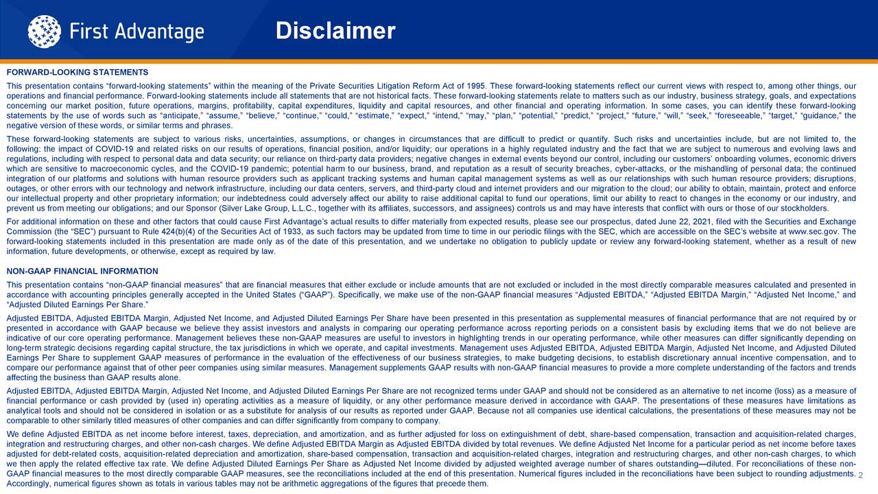 First Advantage Corporation 2021 Q3 Results Earnings Call