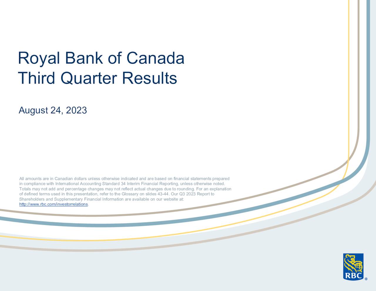 Royal Bank of Canada 2023 Q3 Results Earnings Call Presentation