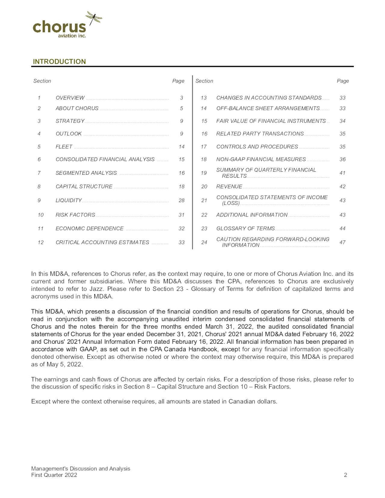 Chorus Aviation Inc. 2022 Q1 Results Earnings Call Presentation (OTCMKTSCHRRF) Seeking Alpha