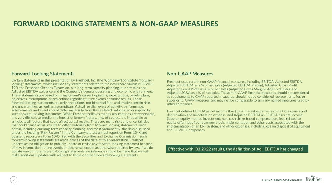 Freshpet, Inc. 2022 Q3 Results Earnings Call Presentation (NASDAQ