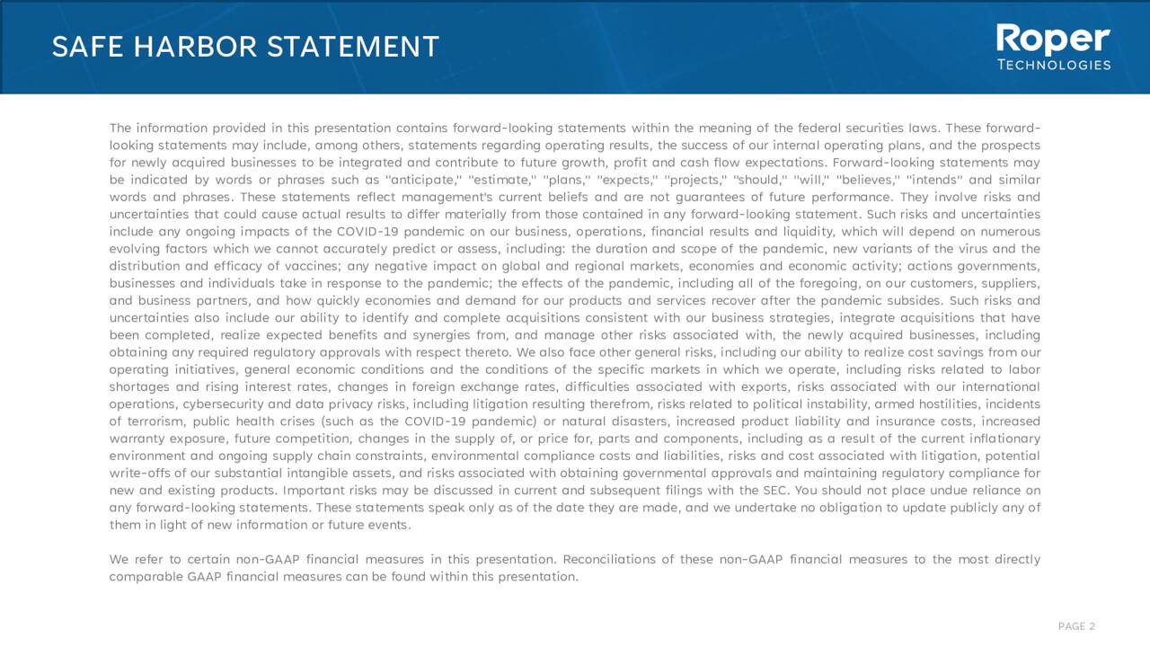 Roper Technologies (ROP) Investor Presentation Slideshow (NASDAQROP