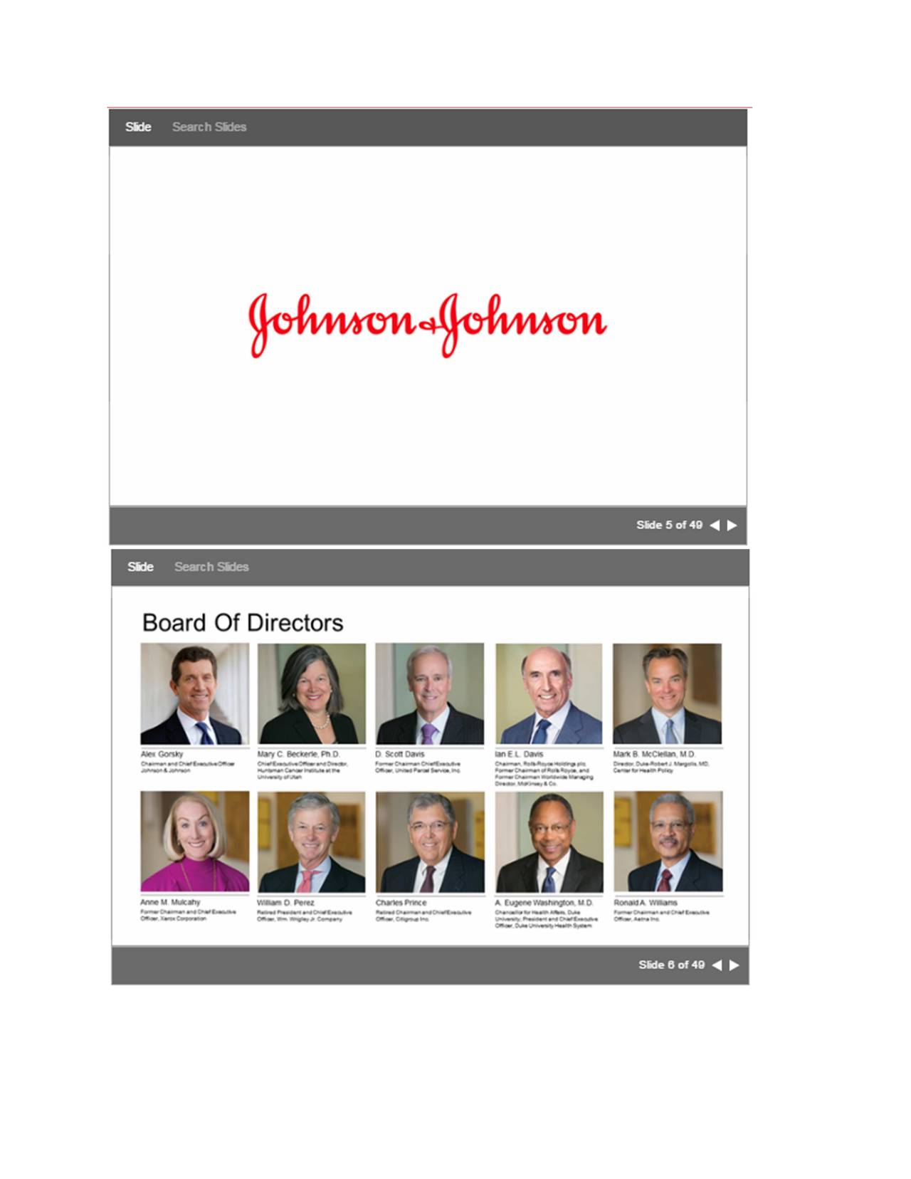 Johnson & Johnson (JNJ) Investor Presentation Slideshow Johnson