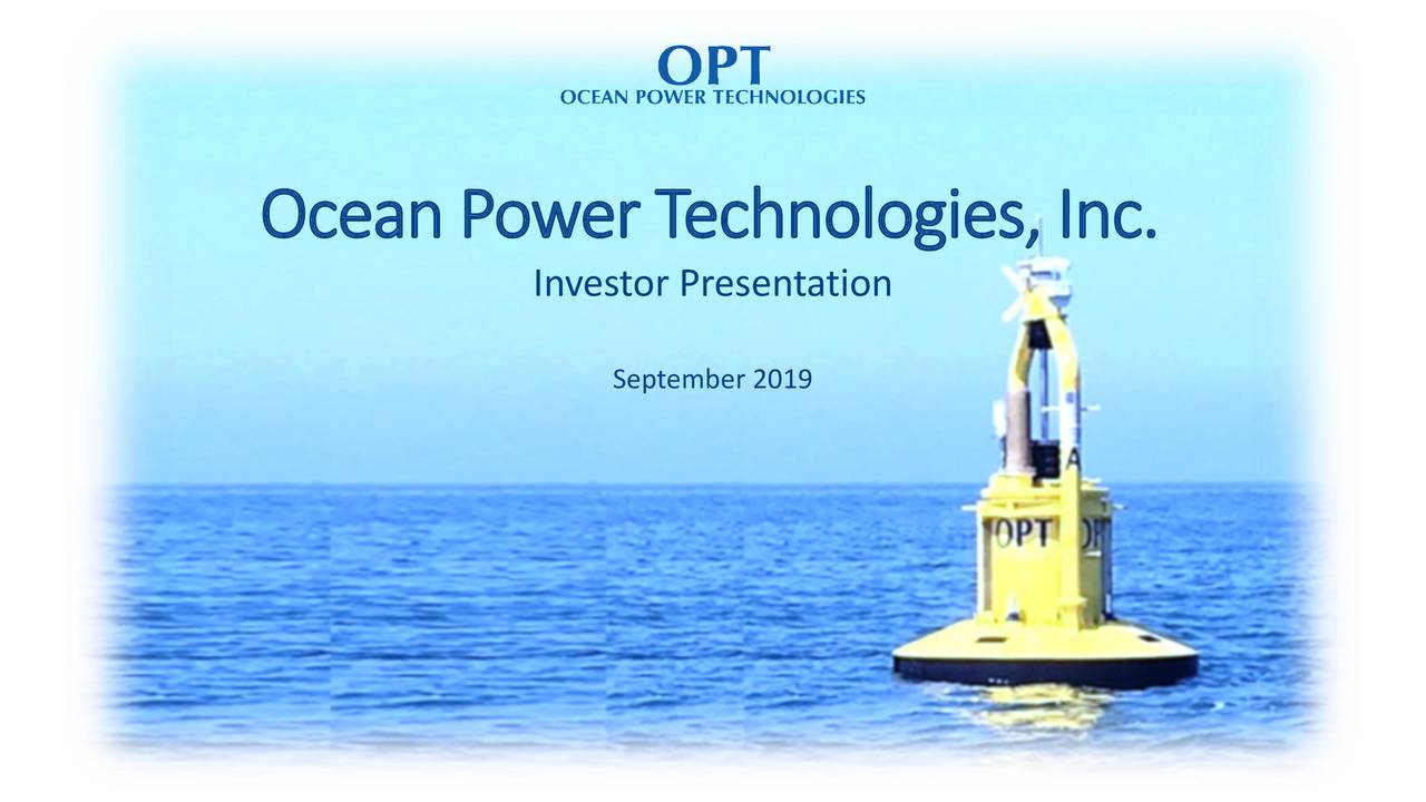 Ocean Power Technologies (OPTT) Investor Presentation Slideshow (NYSE