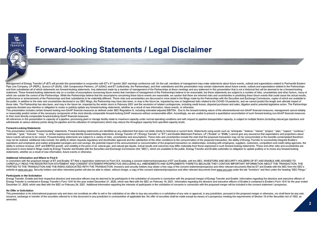 Energy Transfer LP 2021 Q3 Results Earnings Call Presentation (NYSE