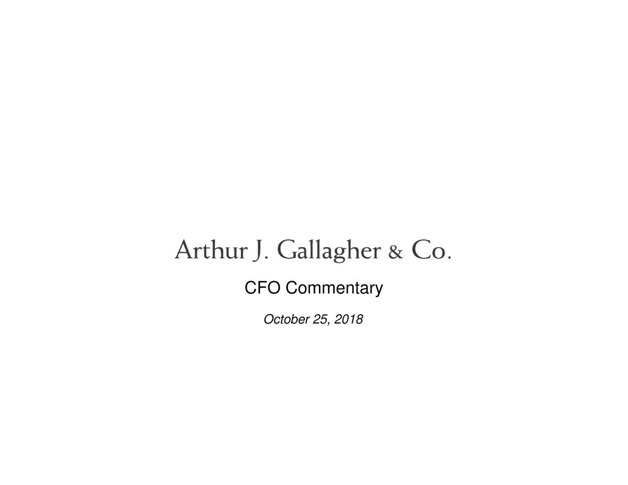 Arthur J.Gallagher & Co. 2018 Q3 Results Earnings Call Slides (NYSE