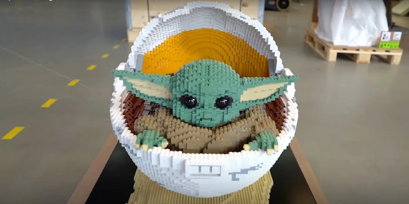 The Mandalorian Baby Yoda LEGO Sculpture Contains Over 14,000 Bricks