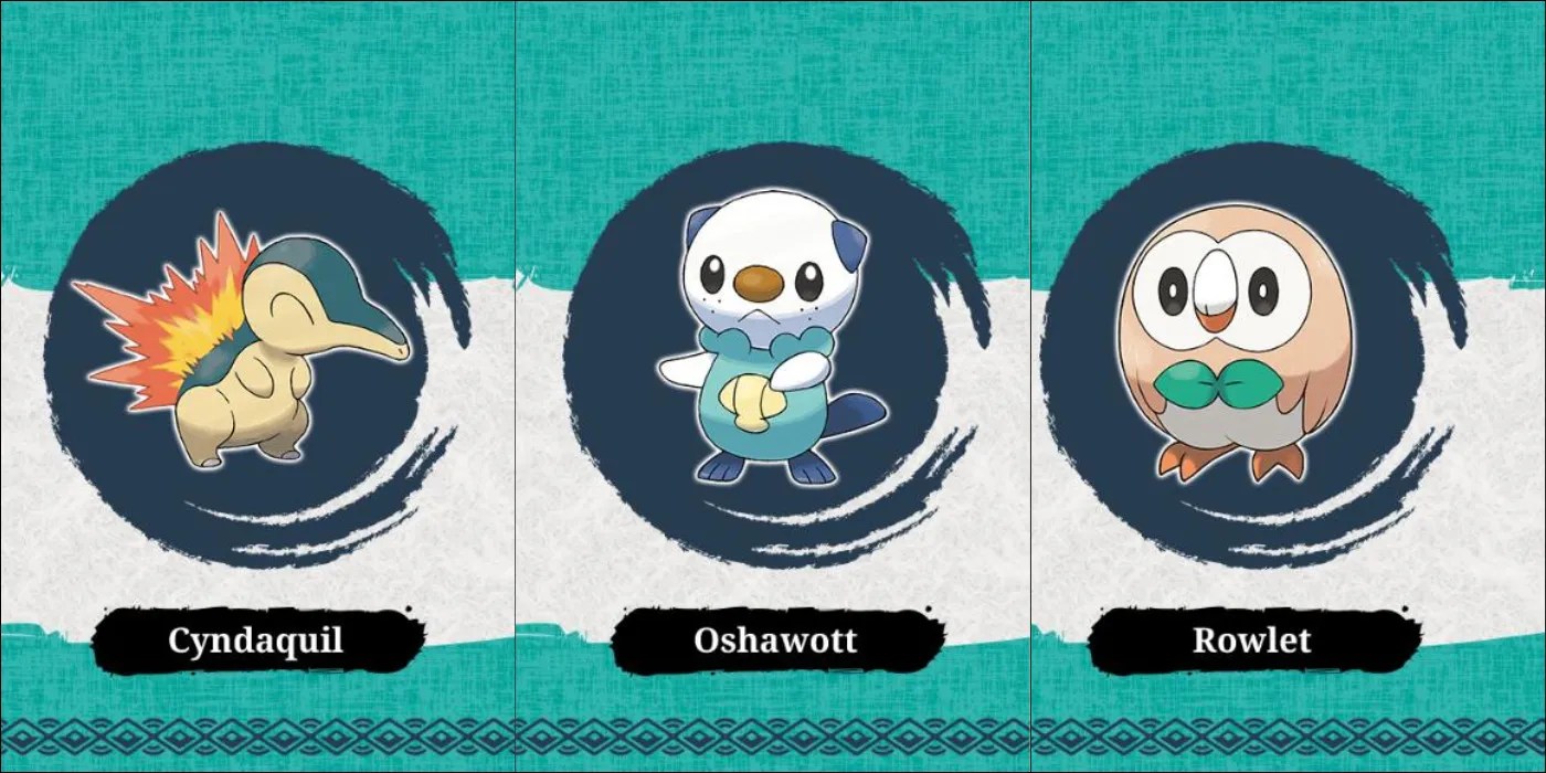 Pokémon Legends Arceus Starters Are Rowlet, Cyndaquil, & Oshawott