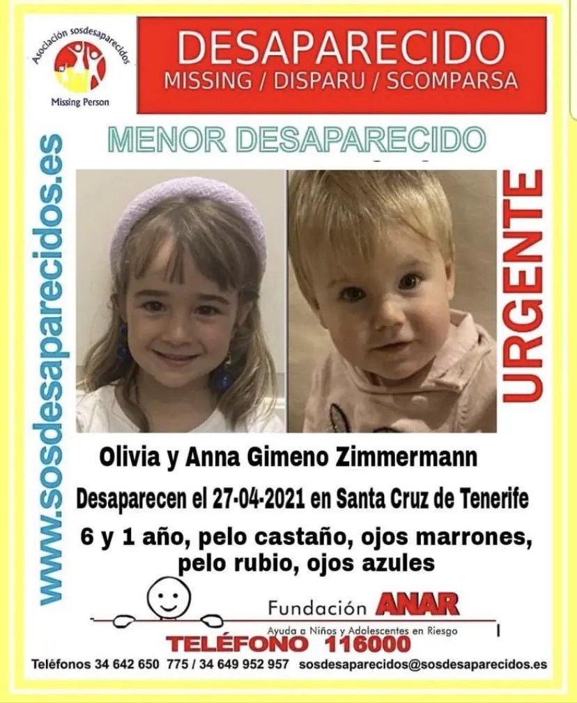 Ella y su hermana anna estaban desaparecidas desde que su padre no las nos conmociona conocer el terrible desenlace tras la desaparición de olivia y anna. Dad Disappears With His Young Daughters In Tenerife There Is Fear For The Fate Of The Two Girls