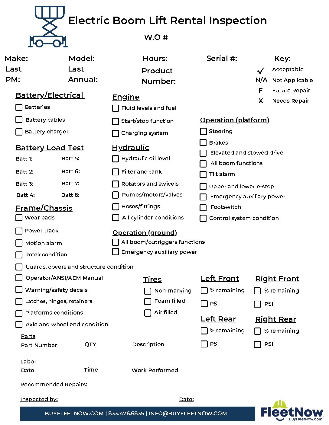 Boom Lift Inspection Checklist FleetNow