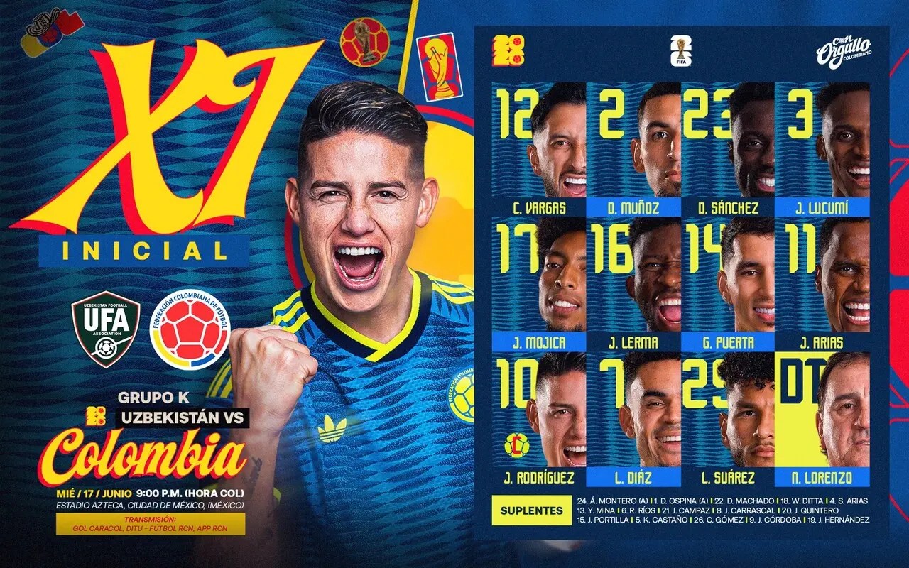 ¡El titular está aquí! Así formará Colombia en su debut mundialista ante Uzbekistán 2 titular colombia1