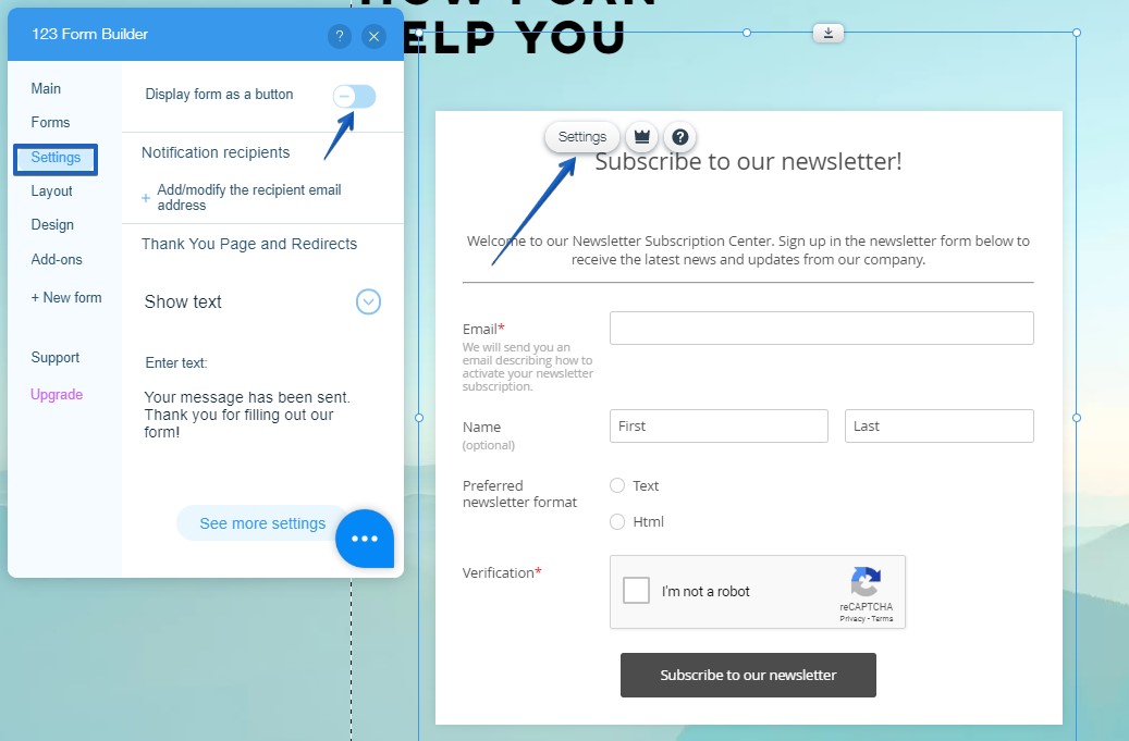 How to display forms as a button on Wix 123FormBuilder Docs