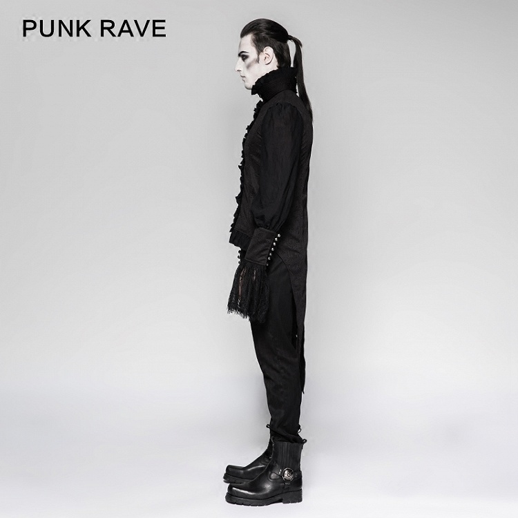Men's Gothic Gentleman Dovetail Hem Long Sleeves Shirt by
