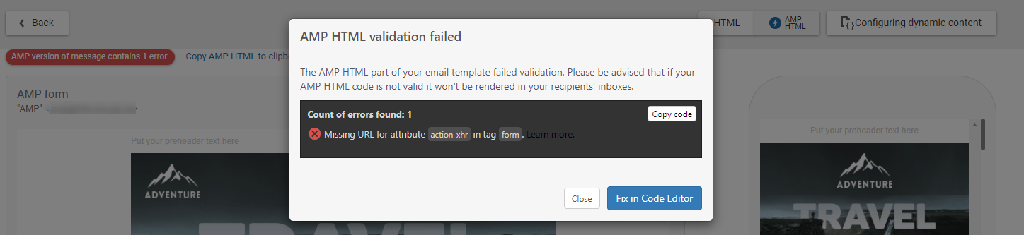 How to Create an AMP Form eSputnik Support