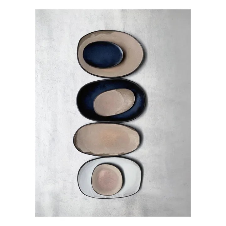 Hana Karim Oval ceramic plate Navy blue Smallable