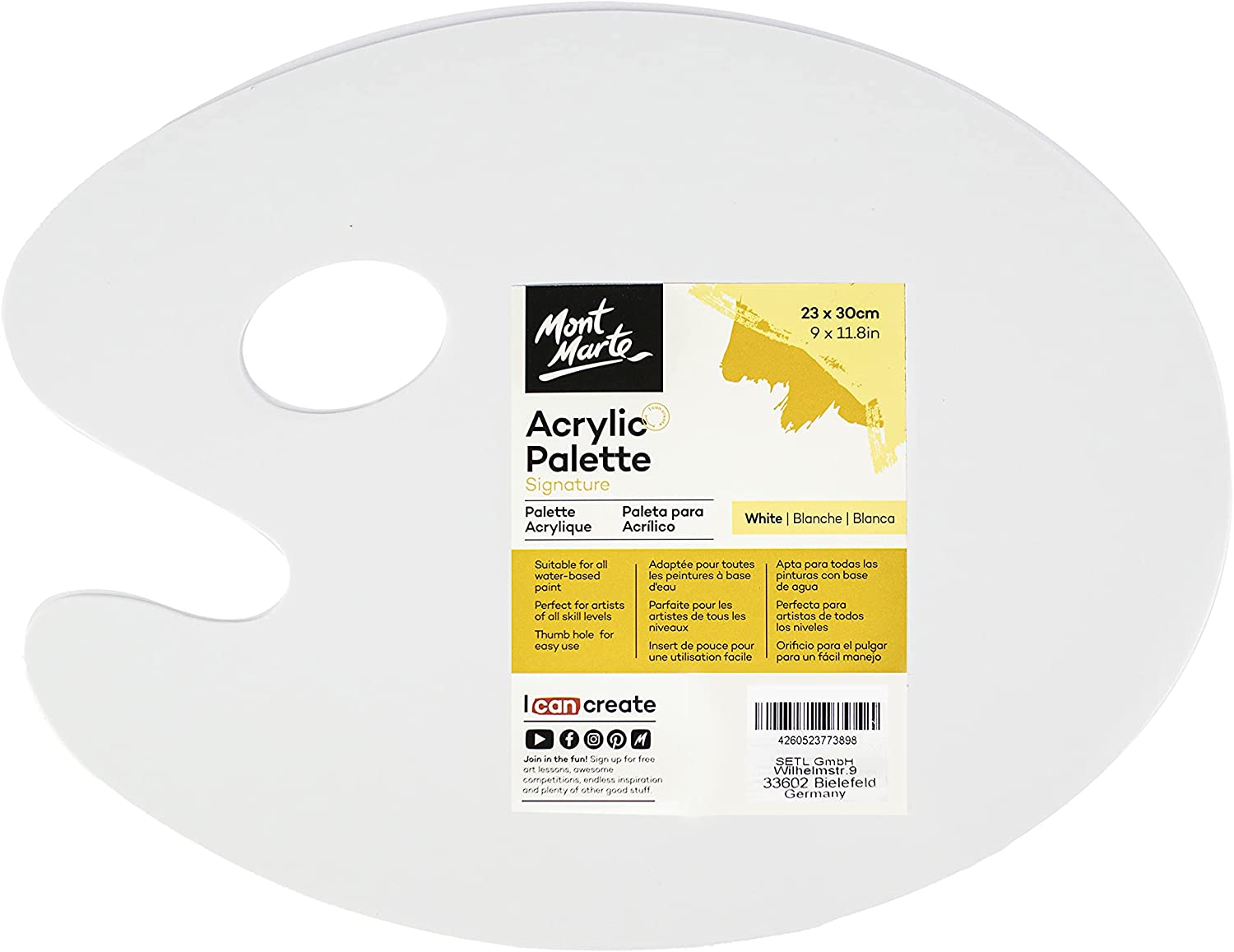 Mont Marte detail white acrylic pallete 23x30cm Ideal Artist Palette